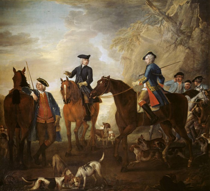 Viscount Weymouth's Hunt: Mr Jackson, the Hon. Henry Villiers and the Hon. Thomas Villiers, with Hunters and Hounds 1733-6 by John Wootton ?1682-1764